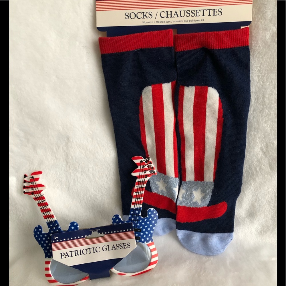 Patriotic socks and glasses